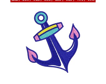 Diseño de bordado de ancla, archivo de bordado de marinero náutico, estilo tatuaje marino, descarga instantánea