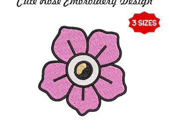 Diseño de bordado a máquina de rosa rosa, estilo tatuaje, EMB incluido, descarga instantánea