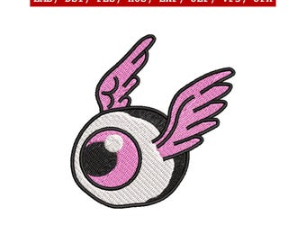 Conjunto de diseños de bordado de tatuaje de ojo volador, 3 tamaños, descarga instantánea, estilo de la vieja escuela, máquina de bordar