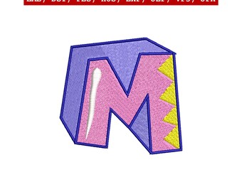 Diseño de bordado con la inicial M para bebé, 3 tamaños, fuente de aplicación a máquina, descarga digital instantánea.