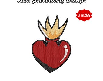 Diseño de parche bordado de tatuaje de corazón en llamas, San Valentín, EMB incluido, descarga instantánea