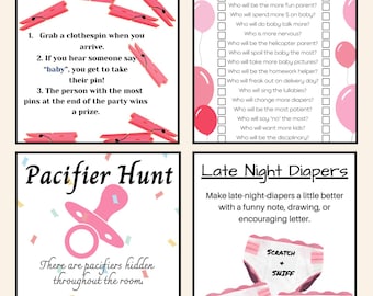 All-You-Need Baby Shower Games - PINK  | All in one Baby Shower | Simple Baby Shower Game Bundle | Girl Baby Shower Games | 2026 Best