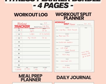 BEST 2026 Printable Fitness Planner Bundle | Workout Tracker, Meal Planner, Progress Tracker | Workout Log | Health & Fitness 2026 Gym Goals