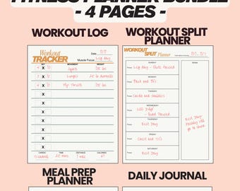 2026 BEST ADHD Fitness Planner Bundle | Workout Tracker, Meal Planner, Track Progress | Workout Split | Workout Log | Health & Fitness