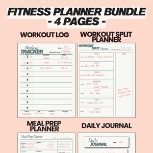 BEST 2026 Printable Fitness Planner Bundle | Workout Tracker, Meal Planner, Progress Tracker | Workout Log | Health & Fitness 2026 Gym Goals