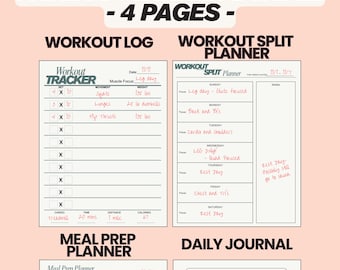 BEST Printable Fitness Planner Bundle of 2026 | Workout Tracker | Meal Planner | Workout Log | Best ADD / ADHD Fitness Planner 2026