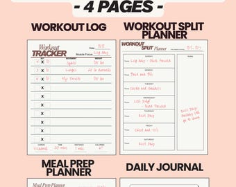 2026 ADHD Fitness Planner Bundle | Workout Tracker, Meal Planner, Progress Tracker | Workout Split | Workout Log | Health & Fitness Journal