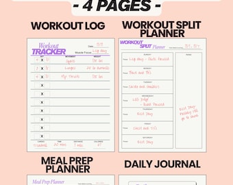 2026 ADHD Fitness Planner Bundle | Workout Tracker, Meal Planner, Progress Tracker, Workout Split | Workout Log | Health & Fitness Journal