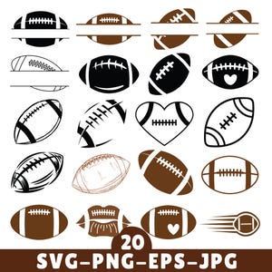 Fotboll SVG-paket, sportsilhuettklippfiler, fotbollsmonogramram SVG, matchdags-Cricut-design, digital nedladdning