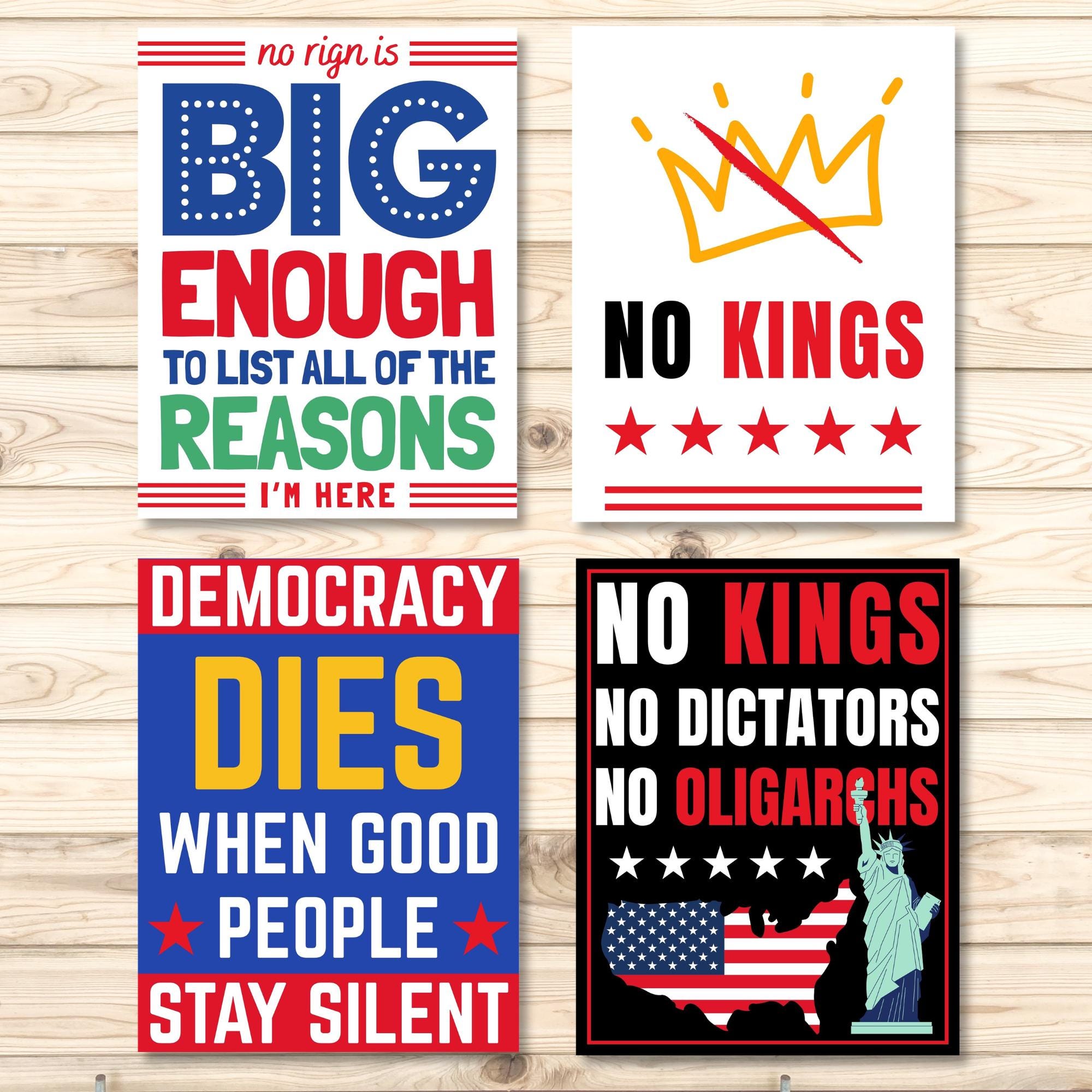 No Kings Rally Protest Sign Jpg Bundle, Printable Anti-trump Protest ...