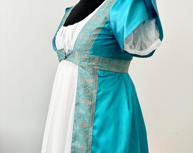 Regency Open Robe Pattern Regency Open Robe Overdress in Turquoise - Etsy