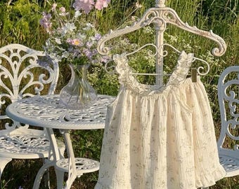 Pijama de muselina 100 % algodón, estampado de conejos y flores, sin mangas, para estar en casa, cómodo y cómodo para mujer.