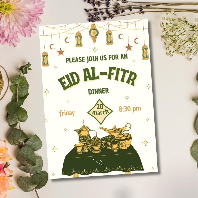 Editable Eid Party Invitation | Canva Dinner / Lunch Template image 4