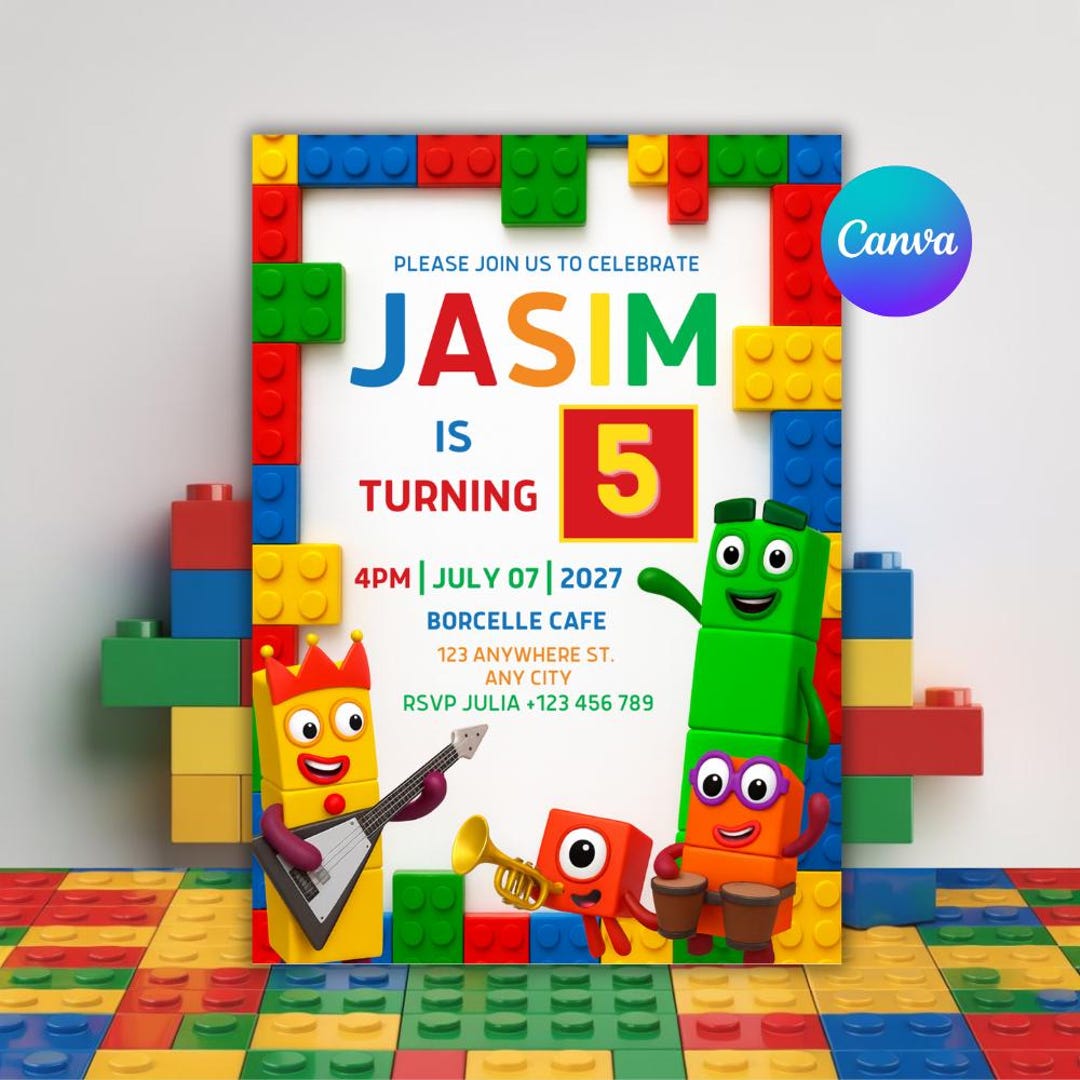 Printable Building Blocks Invitation - Etsy