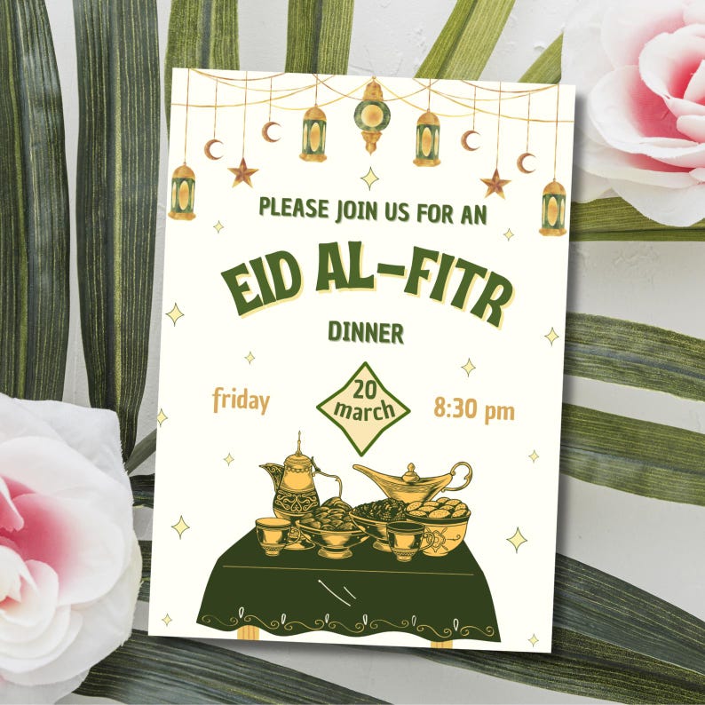 Editable Eid Party Invitation | Canva Dinner / Lunch Template image 2