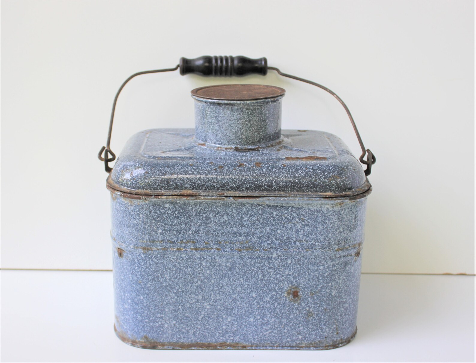 Antique enamel lunch pail vintage lunch box enamelware Etsy