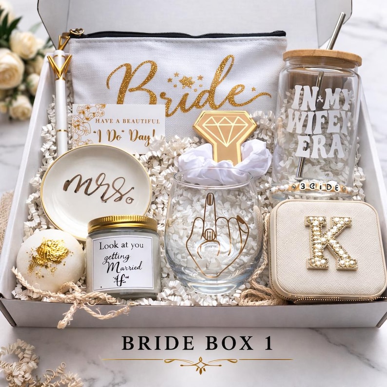 Gepersonaliseerde bruidsgeschenkdoos, aangepaste bruiddoos, vrijgezellenfeest, verloving, trouwmand Bride Box 1