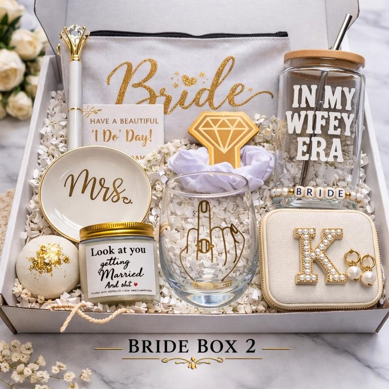 Gepersonaliseerde bruidsgeschenkdoos, aangepaste bruiddoos, vrijgezellenfeest, verloving, trouwmand Bride Box 2