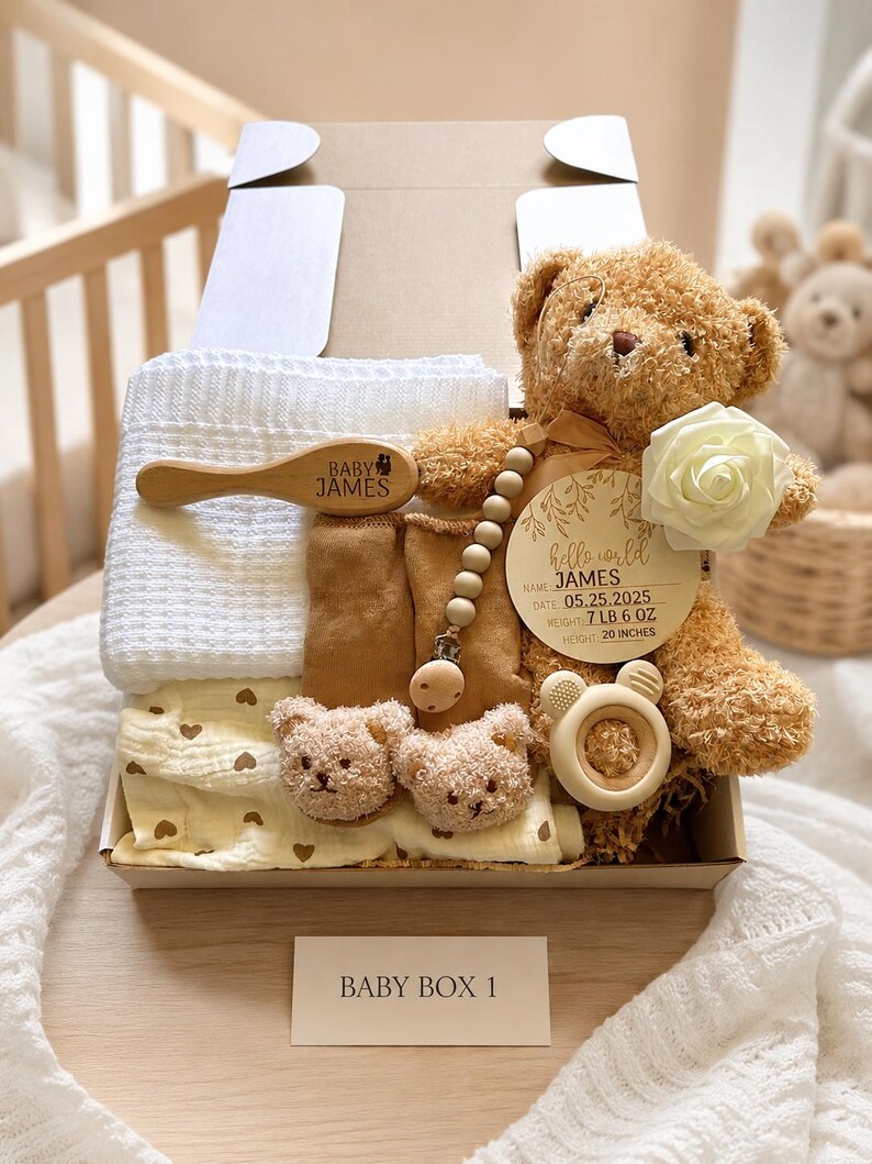 Personalized New Mom Gift Box, Expecting Parents Gift New Baby Gift Set ...