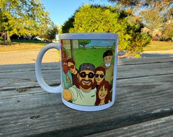 Personalized Coffee Mug Cartoon Family, Use Your Own Picture