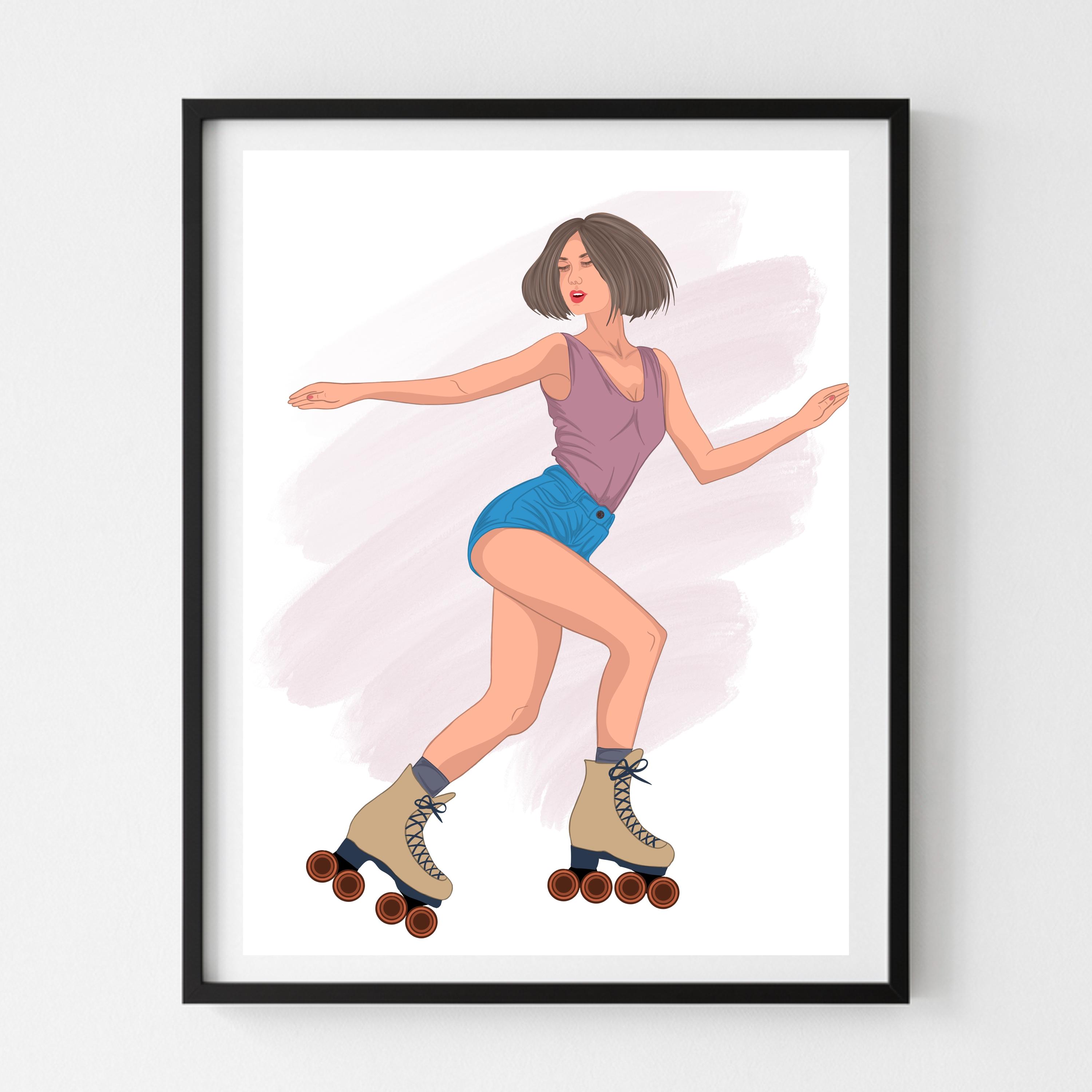 Skatingrease Art Personalized Skater Portrait, Custom Skate Illustration, Roller Skater ...