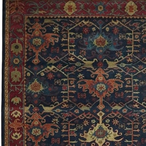 Alfombra persa Chenging Blue Multi PB hecha a mano, 100 % lana