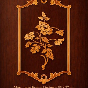 Classic Floral Marquetry Frame Design | Laser Cut Files | 55x25 cm | dxf svg cdr ai