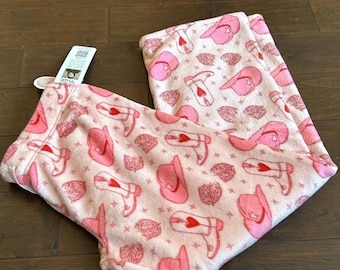 Pantalones de pijama Krissy Mast para mujer, sombreros vaqueros de felpa estilo western, botas y corazones