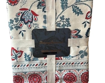 New Tommy Bahama Americana Tablecloth Floral Red White Blue Oblong