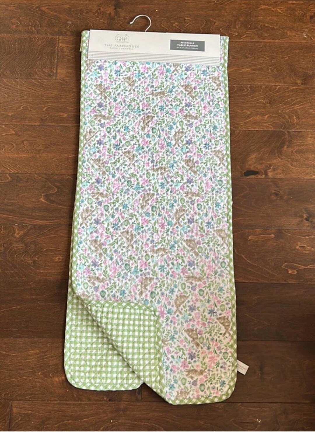 New Rachel Ashwell Easter Table Runner Reversible Plaid 14”x72” Bunny ...