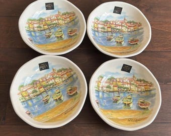 New Effetti Set Of 4 Salad Bowls Made In Italy Portofino Scene Boats