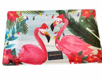 Nueva bandeja de servir Tommy Bahama con estampado de flamencos, de melamina, para interiores y exteriores.