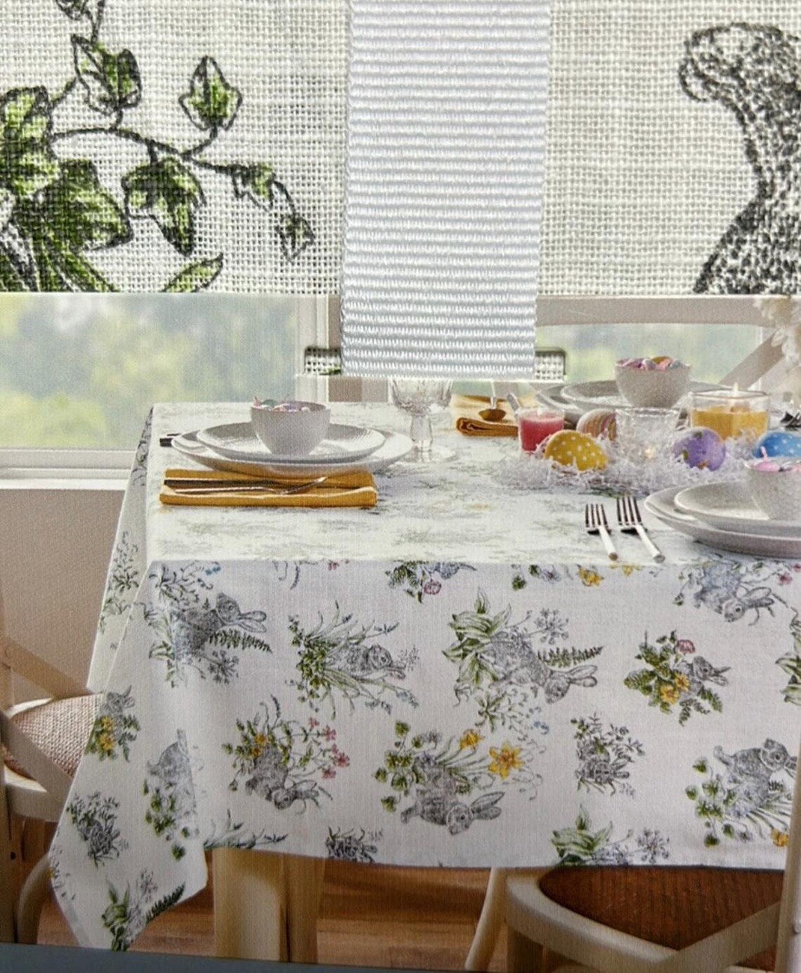 New the Farmhouse Rachel Ashwell Easter Bunny Floral Tablecloth - Etsy