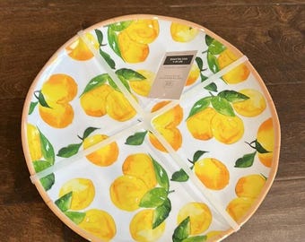 New Rachel Ashwell Lemon Print Melamine Dinner plates Set Of 4