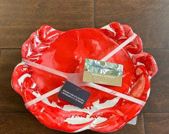 New Tommy Bahama Appetizer Plates Set Of 4 Red Melamine Nautical