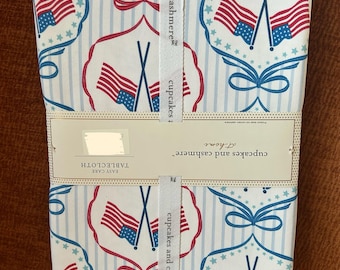 New Cupcakes & Cashmere Americana Tablecloth Flag Red White Blue