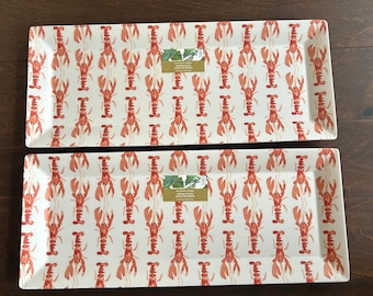 Set Of 2 Tommy Bahama Lobster Melamine Platter New 19”x7.5”