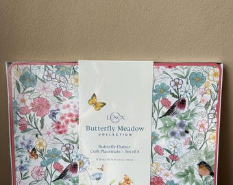 New Lenox Cork Placemats Butterfly Flutter Floral Birds