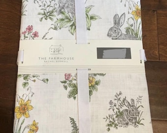 New The Farmhouse Rachel Ashwell Easter Bunny Floral Tablecloth