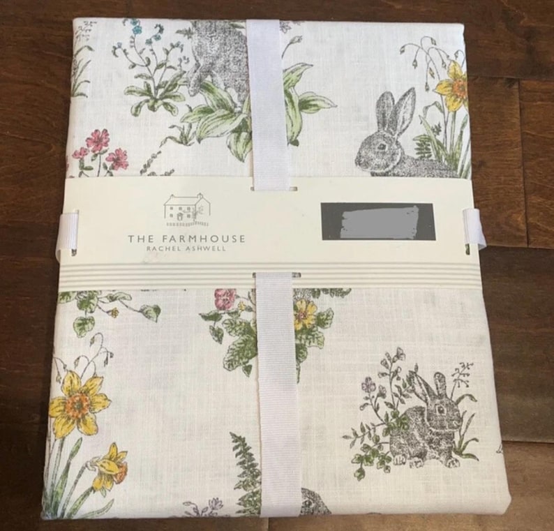New the Farmhouse Rachel Ashwell Easter Bunny Floral Tablecloth - Etsy