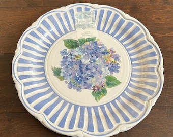 New SHABBY CHIC HYDRANGEAS set Of 6 Dinner Plates blue purple White Floral