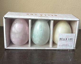 Bella Lux Set Of 3 Alabaster Easter Eggs Pastel Spring New In Box