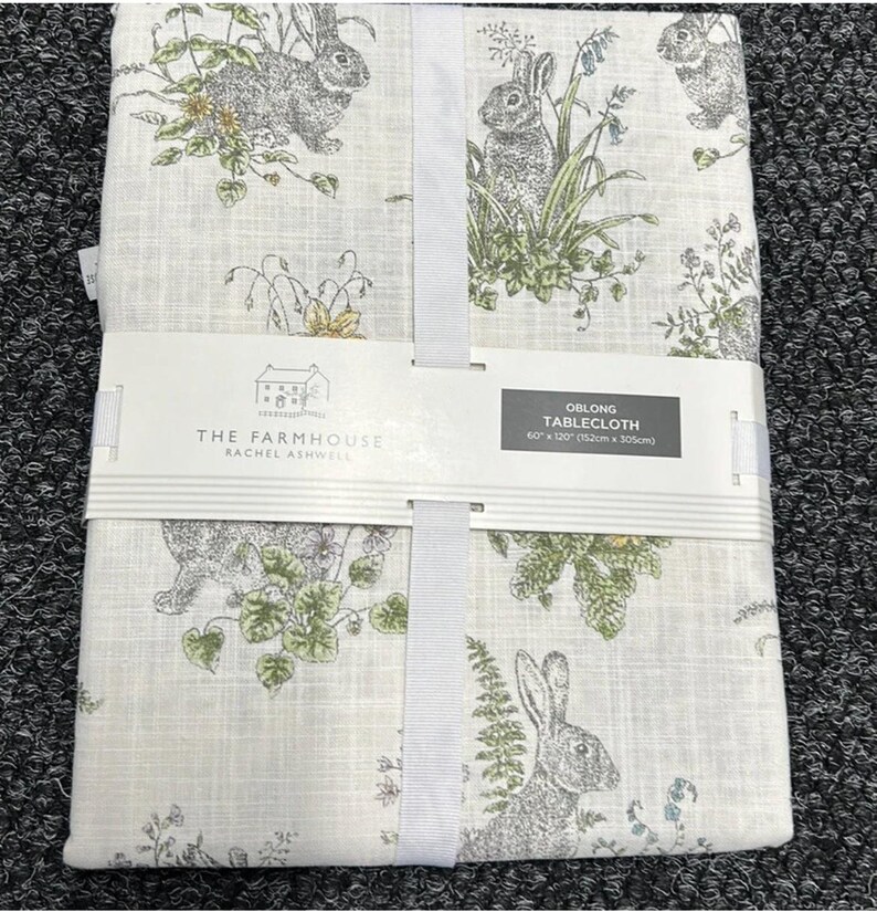 New the Farmhouse Rachel Ashwell Easter Bunny Floral Tablecloth - Etsy