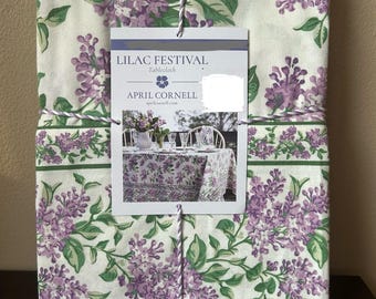 New April Cornell Cotton Tablecloth Lilac Festival Floral Spring