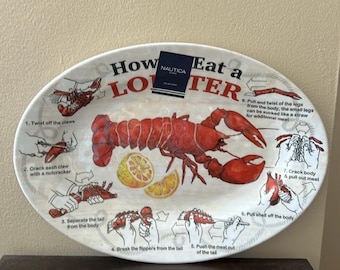 New Nautica How To Eat A Lobster Melamine Serving Platter 16”