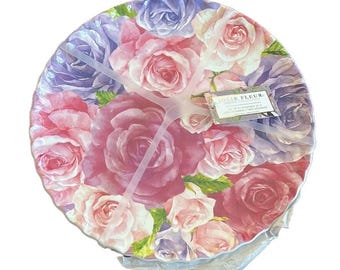 New Jolie Fleur Set Of 4 Melamine Dinner Plates Roses Spring