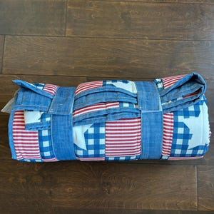 New Martha Stewart Coastal Picnic Blanket Reversible Outdoor Americana 60x70" image 1