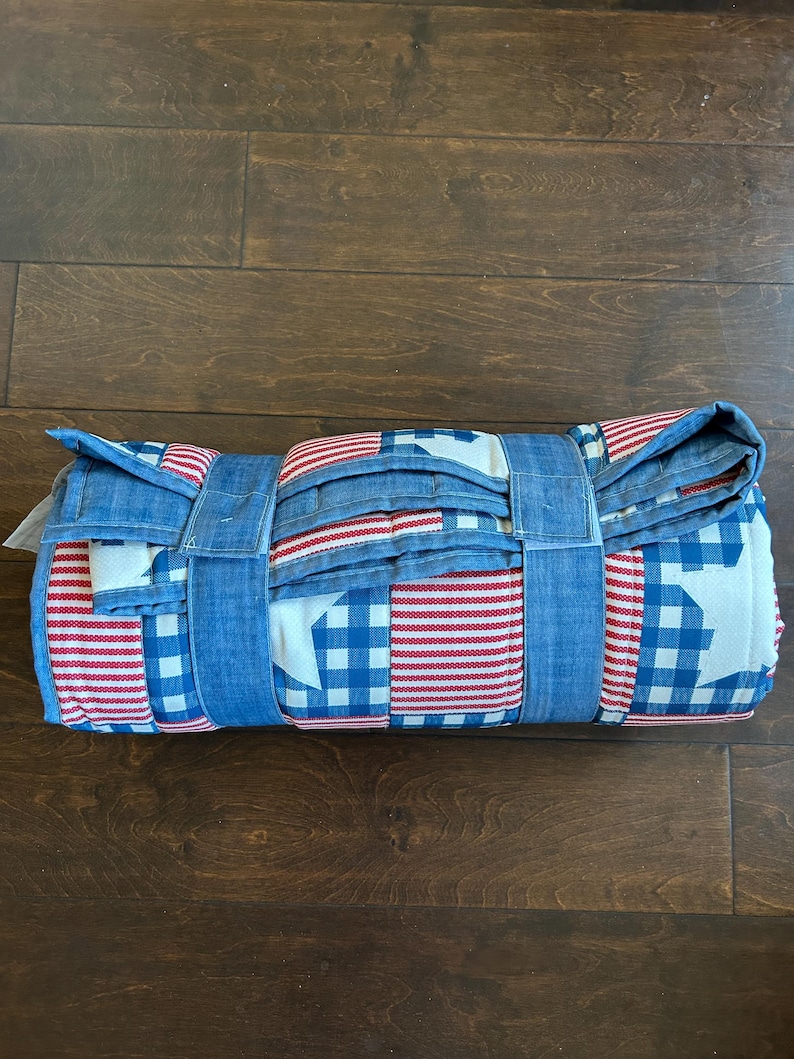 New Martha Stewart Coastal Picnic Blanket Reversible Outdoor Americana 60x70" image 1