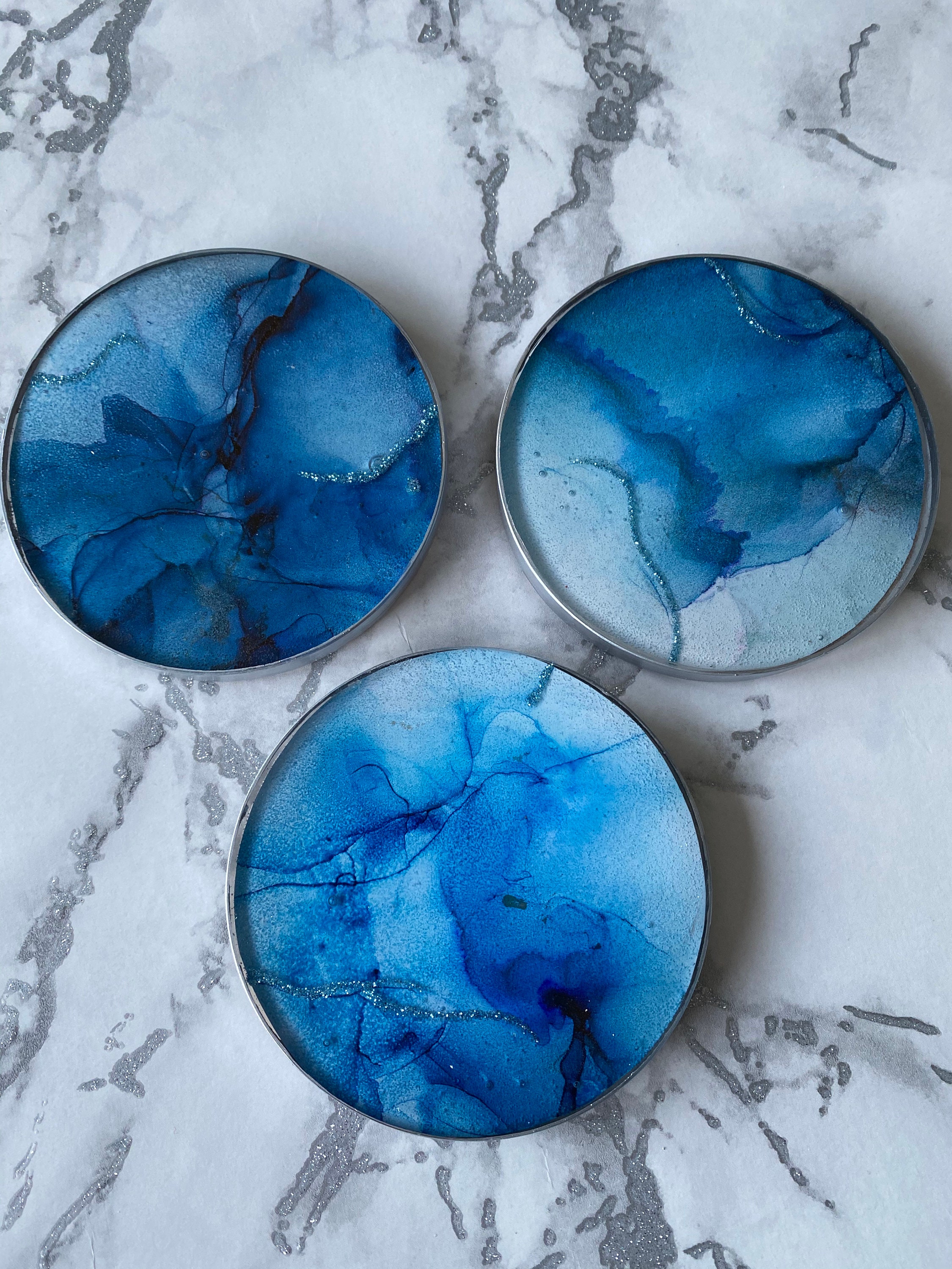108) Pretty Resin Coasters with Alcohol Ink 