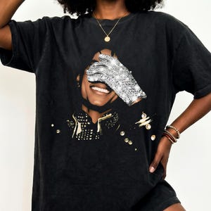Michael Jackson Rhinestone Glove Graphic Tee, King of Pop Nostalgia Comfort Colors Shirt